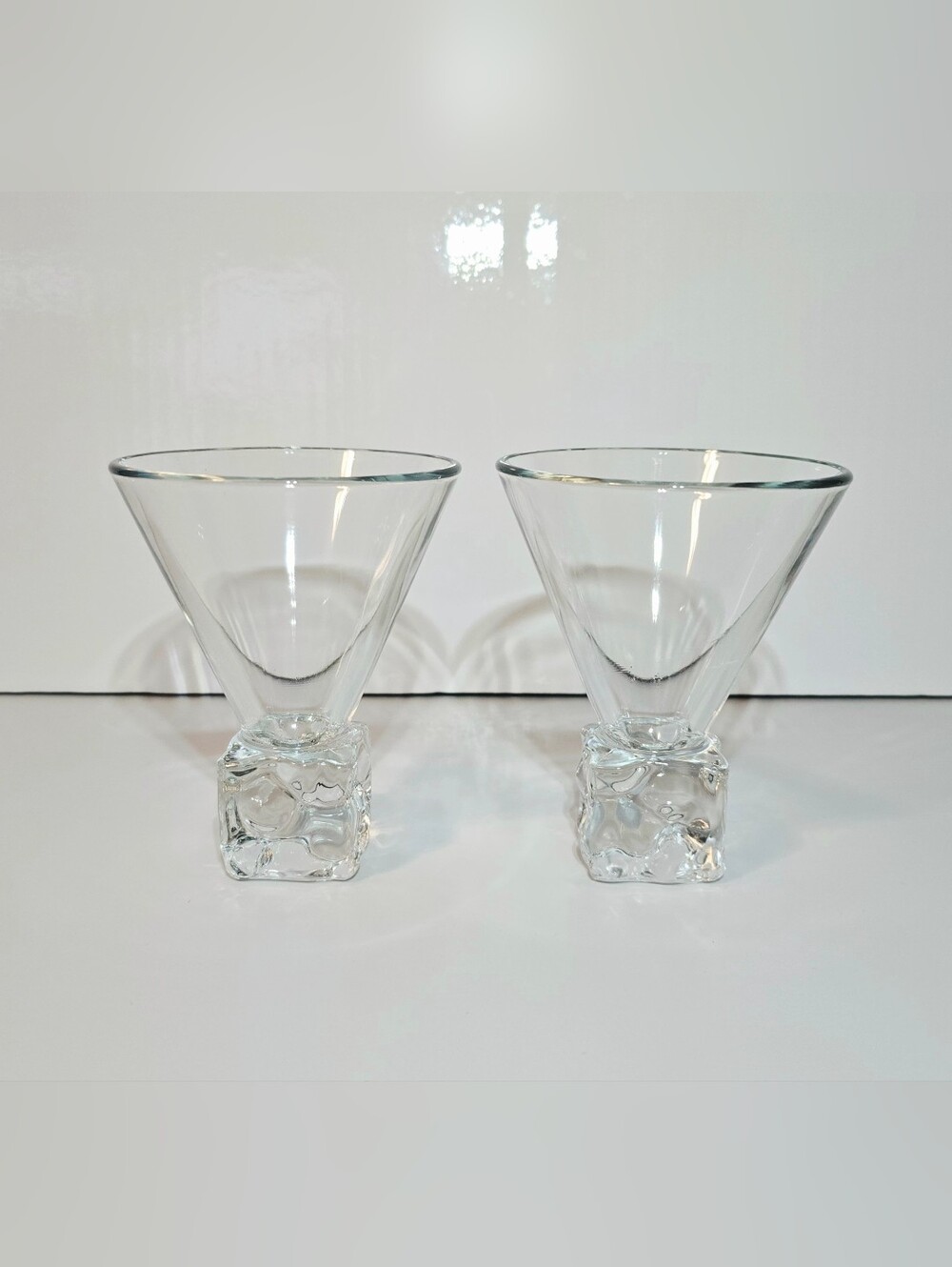 DiSaronno Melting Ice Cube Base Martini Glass Set of 2 Vintage Italian Drinkware